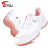 Sapatos de golfe femininos TTYGJ à prova d'água couro de microfibra tênis antiderrapante fivela rotativa sapatos de golfe para mulheres