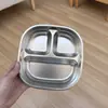 Bandeja de Acero Inoxidable 304 para Comida Rápida Cuadrada Bandeja para Comida de Niños con Compartimentos Bandeja para Comida de Cantina Vajilla para Adultos de Restaurante en Casa
