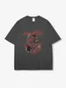 Camiseta de Verano Pesada Estilo Americano de Moda Retro, Algodón Puro High-Street de Manga Corta para Hombre, Top Holgado de Media Manga