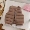 Colete infantil de algodão com enchimento de plumas, colete quente para meninas, colete espesso para meninos, adequado para outono e inverno, pode ser usado como camada interna ou externa
