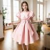 Venta Caliente en Stock Vestido de Moda Nicho de Satén de Lujo Ligero para Niñas Vestido de Princesa Estilo Dama Dulce Vestido de Cumpleaños para un Año de Edad