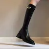 Botas de Cuero Suave Hasta la Rodilla para Mujer 2026 Otoño/Invierno Nuevo Estilo Botas Largas Hebilla de Cuero Botas Adelgazantes Botas de Montar de Caña Alta