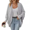 Ropa Europea y Americana 2025 Exportación Otoño e Invierno Nuevo Cárdigan de Punto Aliexpress Cárdigan de Color Puro de Punto de Punto de Longitud Media para Mujer