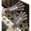 Guantes de Lana Fair Isle Rojos de Punto para Año Nuevo para Mujer, Jacquard Argyle Vintage, Cálidos, Separados por Dedos, Adecuados para Ciclismo, Compatibles con Pantalla Táctil