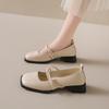 Sapatos Mary Jane Plus Size para Mulheres, Primavera 2025, Estilo Coreano, Salto Grosso, Bico Quadrado, Cabedal Baixo, Tira Única, Versátil, Salto Médio