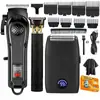 Conjunto de Aparador de Pelos Multifuncional Elétrico, Aparador de Cabelo Masculino, Lâmina em T, Aparador de Cabelo Sem Fio com Display LED
