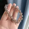 Pulseira de Ágata Cinza Gelo Natural com Contas Redondas, Pulseira Simples de Calcedônia Cinza Fumaça na Cor Original, Estilo Casal Contas para Atacado