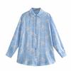 Camisa informal con estampado de satén de seda multicolor para mujer, estilo europeo y americano, otoño 8181392