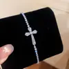 Pulsera de cruz con forma de diamante de circón ultrabrillante estilo ins coreano, diseño de nicho, joyería exquisita y de moda para mujer