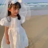 Ropa Infantil Transfronteriza para Niñas Verano 2026 Nuevo Estilo Vestido con Mangas Abullonadas Florales Grandes Vestido Casual de Princesa Venta al por Mayor