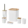 Taza para baño de mejor venta transfronteriza, kit de tocador, cepillo para inodoro, papelera, jabonera, juego de baño