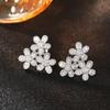 Pendientes de flores Cao Shi, temperamento femenino, pendientes a juego diarios para dama, con incrustaciones de circonitas, pendientes brillantes