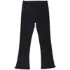 Jeans Micro-Acampanados para Mujer Primavera y Otoño 2024 Nuevos de Cintura Alta Ajustados Elásticos Petite Pantalones de Nueve Puntos con Abertura