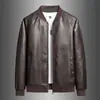 Jaqueta de Couro Masculina Nova para Primavera e Outono Casual Versátil Casaco Solto Moda Gola Baseball Corta-vento de Couro Tendência