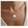 Amazon Transfronterizo Nuevo Collar Dorado Redondo de Rosa Moda para Niñas Elegante Temperamento Estilo Mid-Century Cadena para la Clavícula