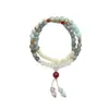 Encanto Antiguo QingyunNuevo Estilo Chino Pulsera Beige de Doble Capa con Perlas para Mujer, Estilo Étnico Exquisito, Diseño de Nicho, Lujo Ligero