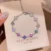 Pulsera Ajustable Flor de Circonita Super Brillante, Lujo Ligero, Moda de Gama Alta, Diseño Simple, Joyería Única para Mujer