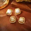 Pendientes de Botón Geométricos Cepillados Estilo Ins Transfronterizos con Diseño Creativo, Pendientes de Plata de Alta Gama para Moda, Chapados en Cobre con Oro de 18K