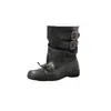 Estilo Dulce y Fresco Suela Deportiva Cómoda 2026 Invierno Punta Cuadrada Hebilla de Cinturón con Lazo Botines de Tacón Medio Caña Ancha Sueltos para Mujer