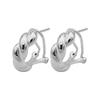 Pendientes Sanli Silver estilo coreano S925 de plata esterlina con ondas torcidas, hebilla de cuerda torcida, elegantes y combinables con todo tipo de celebridades de Internet, de plata lisa.