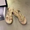 Sandalias de Dedo para Mujer Ropa de Exterior Verano Nueva Moda Casual Estilo Hada Suela Gruesa Hebilla Punta Abierta Sandalias Planas