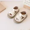 Sandalias de Punta Cerrada para Niños 2025 Verano Nuevo Estilo Coreano Lazo Zapatos de Playa para Niñas Suela Suave Sandalias de Niña Princesa