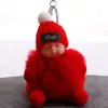 Llavero de muñeca linda durmiendo, lindo colgante de bola de pelo de bebé de dibujos animados, llavero de coche, adornos para bolsa, venta al por mayor