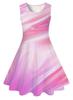 Comércio Exterior Transfronteiriço Leve Seda de Imitação Plissado com Penas Estampa Digital 3D Vestido de Verão Sem Mangas para Meninas
