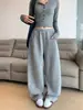 Pantalones Banana Grises para Mujer, Nuevo Estilo Otoño 2026, Tiro Alto, Adelgazantes, Corte Holgado, Pantalones Anchos Deportivos para Mujer Petite