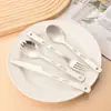 Conjunto de Talheres de Aço Inoxidável para Exterior, Garfo e Colher, Estilo Camping, Peças de Talheres de Quatro Peças, Bolsa de Armazenamento, Talheres Portáteis para Viagem e Camping