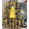 Camisa Longa de Xadrez com Design Retrô Japonês Unissex Primavera Verão 2025 Versátil Solta Camisa Jaqueta