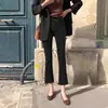 Jeans Negros Micro La para Mujer 2024 Nuevos Explosiones Little Women Otoño/Invierno Pantalones de Cuerno Forrados de Polar