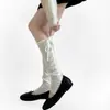 Meias de Renda com Cadarço Estilo Ballet Francês para Mulheres, Meias Versáteis para Panturrilha JK com Laços, Aquecedores de Pernas Únicos Emagrecedores