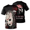 Exportação Transfronteiriça 2023 Halloween Camiseta Casual Masculina de Manga Curta Europeia e Americana Estampa Digital 3D Palhaço Personalização