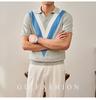 Tendência Verão 2025 Novo Design de Lapela Contrastante Camiseta Polo Tricotada de Manga Curta Fashionável e Versátil