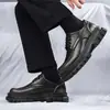 Zapatos Derby de cuero para hombre estilo británico con cordones, zapatos de cuero para exteriores, tendencia gruesa, casual, formal, zapatos de cuero al por mayor