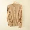 Suave y Amigable con la Piel Cuello Redondo Retro Tejido de Canalé Pequeño Cardigan de Cachemira para Mujer Color Sólido Capa Base Tejida Prendas de Abrigo para Primavera y Otoño