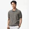 Ropa de Hombre Xintang 2026 Verano Nueva Camisa de Manga Corta Estilo Old Money Clásica Camisa Polo de Punto a Rayas de Manga Corta