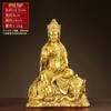Estátua de Bodhisattva Manjusri, conjunto de estátuas de Buda Samantabhadra de latão puro, estátua sentada, Hua Yan San Sheng, decoração de sala de estar, estudo
