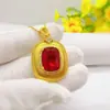Nuevo Colgante para Mujer Chapado en Oro Latón con Piedra Roja y Colgante de Diamante Colgante Rojo Púrpura Ventas Directas de Fábrica Venta al por Mayor de Joyería
