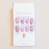 WM-444 Unhas Postiças Rosa Rococó Curtas Redondas Princesa da Corte Menina Romântica Coração Pontas de Unha Usáveis Atacado