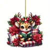 Nuevo Colgante Festivo de Ciervo Lindo de Navidad Acrílico Plano Transfronterizo Decoración para el Interior del Coche Espejo Retrovisor Adorno Colgante