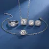 Amazon Comercio Exterior Azul Rojo Amarillo Verde Morado Blanco Piedra Preciosa Zirconia Conjunto de Collar Anillo Pendientes para Mujer