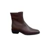 2024 Novas Botas Curtas de Couro Femininas Retrô Bico Quadrado Botas Finas Design de Nicho Zíper Lateral Emagrecimento Salto Grosso Botas Martin