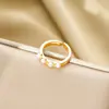 Anillo Ladrillo de Diseño Nicho de Alta Gama Lujo Accesible para Mujer Moda Europea y Americana Creativo Zirconia Chapado en Oro Anillo Abierto Ajustable