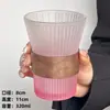 Taza de Café Colgante Rosa Degradado Mate, Taza para Café Americano Helado, Taza de Té de Aspecto Elegante, Vaso de Vidrio para el Hogar, Vaso para Beber