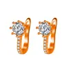 Aretes Ear Cuff con Forma de Corona Incrustada de Diamantes y Ocho Garras, Aretes Ear Cuff Sencillos de Circonita de 1 Quilate, Joyería de Oreja de Moda