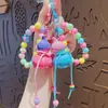 Llavero Colgante de Calabaza de Cuentas de Colores de Dibujos Animados Cadena Creativa para Teléfono Llavero de Mochila Decoración Regalo Pequeño Venta al por Mayor