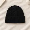Gorro de punto trenzado de color liso, un sombrero simple y versátil para adultos, un gorro de punto cálido estilo coreano para otoño e invierno