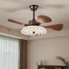 Ventilador de techo retro estilo francés con potente flujo de aire, nuevo modelo 2026, ventilador de techo y luz integrados para comedores, diseño creativo de mediados de siglo para dormitorios